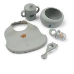 Set de masă din silicon cu 6 piese Mileah - Dove blue - Liewood