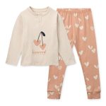 Pijama din bumbac organic Wilhelm - Heart / Sweetheart / Pale tuscany / mix - Liewood