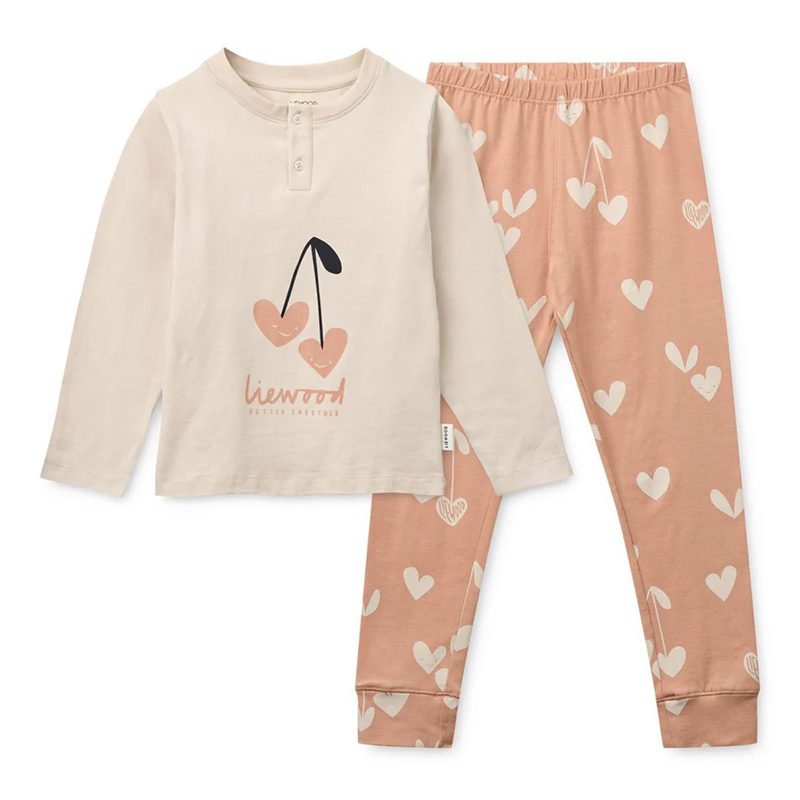 5715493525323.jpg Pijama din bumbac organic Wilhelm - Heart / Sweetheart / Pale tuscany / mix - Liewood - imagine 1