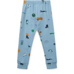 Pijama din bumbac organic Wilhelm - Dog / fun / beach blue / mix - Liewood - imagine 3