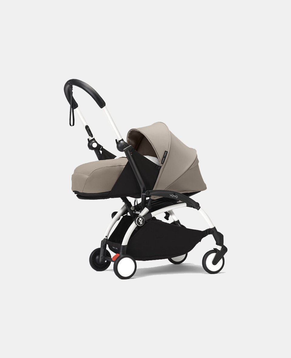 646204-5.jpg Stokke YOYO³ cu cadru alb și pachet Nou-Născuți 0+ Taupe - imagine 1