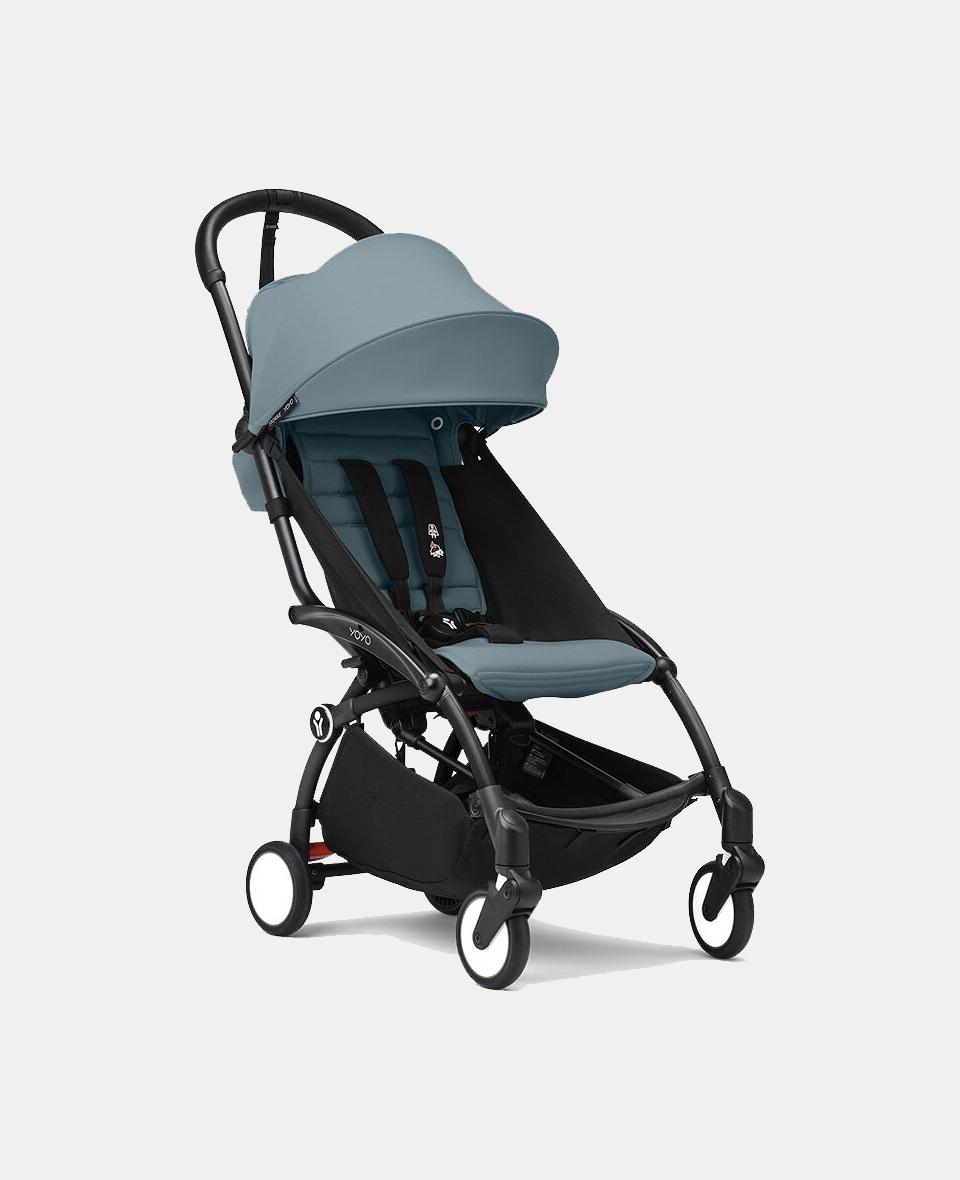 646409-6.jpg Stokke YOYO³ cu cadru negru și pachet 6+ Aqua - imagine 1