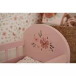 Pătuț din lemn FSC cu lenjerie pentru păpuși - Roz - Little Dutch - imagine 4