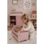 Pătuț din lemn FSC cu lenjerie pentru păpuși - Roz - Little Dutch - imagine 6