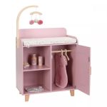 Măsuță de schimbat scutecele cu accesorii pentru păpuși - Roz - Little Dutch