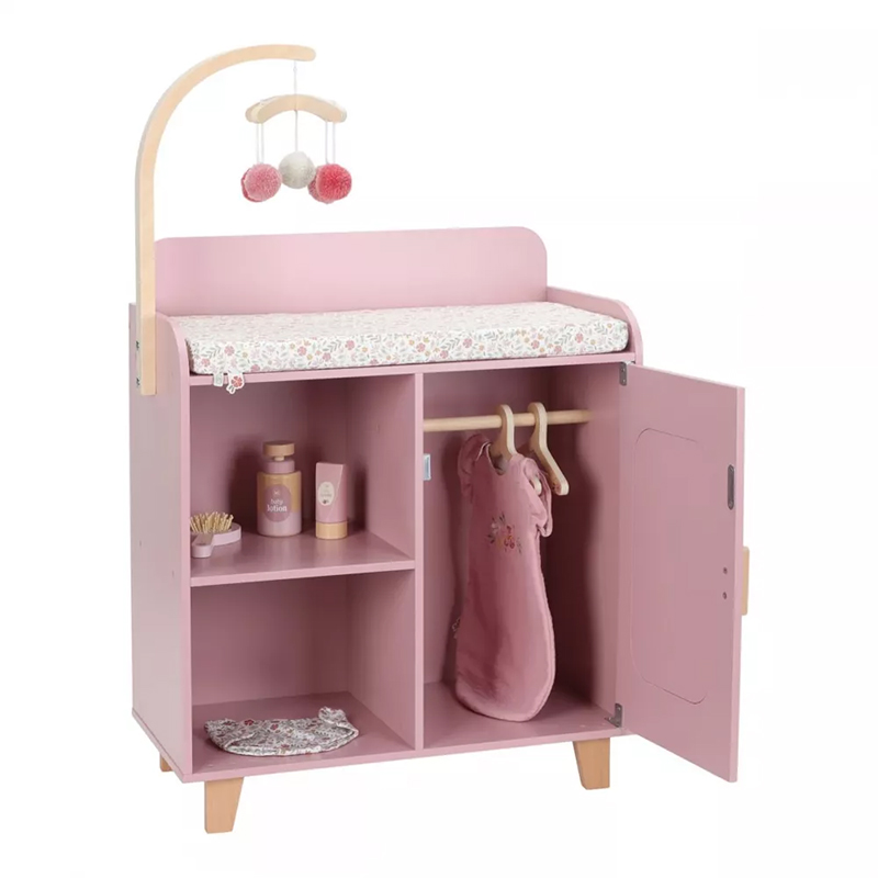 8713291225206.jpg Măsuță de schimbat scutecele cu accesorii pentru păpuși - Roz - Little Dutch - imagine 1