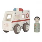Mașinuță din lemn FSC - Ambulanță - Little Dutch - imagine 2