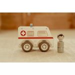 Mașinuță din lemn FSC - Ambulanță - Little Dutch - imagine 8