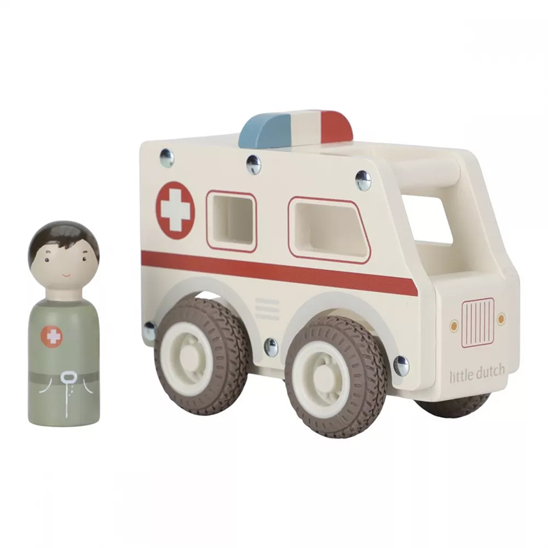 8713291225275.jpg Mașinuță din lemn FSC - Ambulanță - Little Dutch - imagine 1