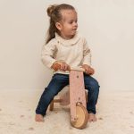 Tricicletă din lemn FSC Pink Little Dutch - imagine 6