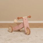Tricicletă din lemn FSC Pink Little Dutch - imagine 7