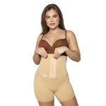 Colanti scurti modelatori cu centura abdominala postnatala integrata, Wondermom Bej - imagine 2