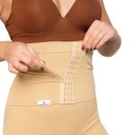 Colanti scurti modelatori cu centura abdominala postnatala integrata, Wondermom Bej - imagine 4