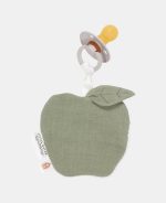 Suport pentru suzetă din muselină de bumbac organic - Apple Olive - Little Farm - Little Dutch - imagine 2