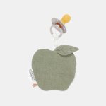 Suport pentru suzetă din muselină de bumbac organic - Apple Olive - Little Farm - Little Dutch