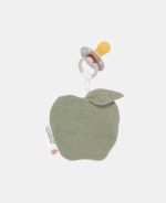 Suport pentru suzetă din muselină de bumbac organic - Apple Olive - Little Farm - Little Dutch