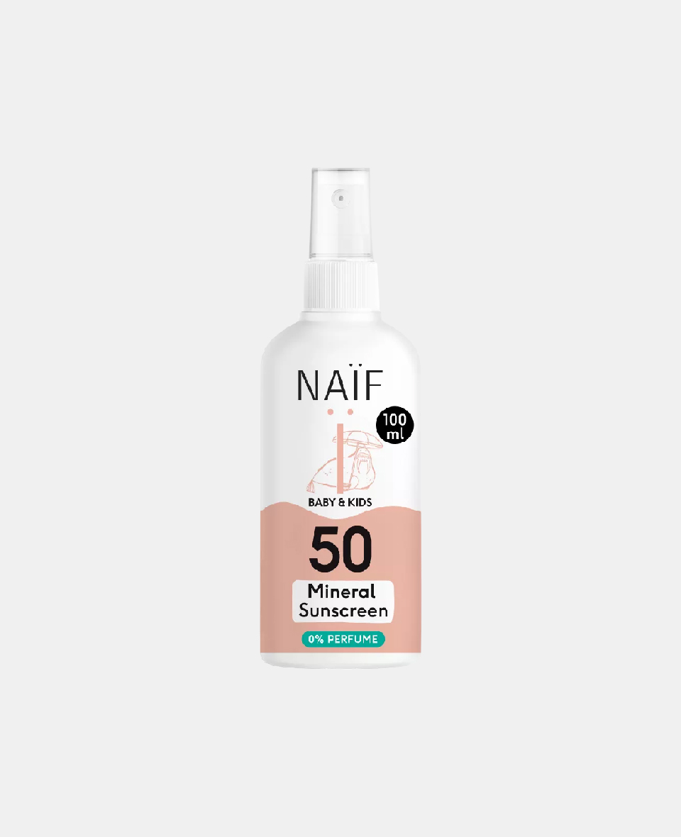 8721008611174.jpg Spray cu protecție solară minerală SPF 50 FĂRĂ parfum - Bebeluși și copii - 100 ml – Naïf - imagine 1