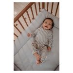 Salopetă din bumbac organic - Blue Stripe - Forest friends - Little Dutch - imagine 3
