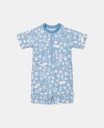 Costum de baie cu mânecă scurtă cu protecție UV 50+ - Sea Life Ocean Blue - Little Dutch - imagine 2