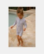 Costum de baie cu mânecă lungă cu protecție UV 50+ - Sunny Flowers Blue - Little Dutch - imagine 4