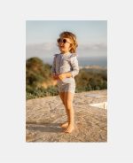 Costum de baie cu mânecă lungă cu protecție UV 50+ - Sunny Flowers Blue - Little Dutch - imagine 7