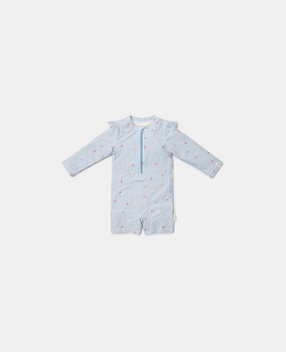 8721122574003.jpg Costum de baie cu mânecă lungă cu protecție UV 50+ - Sunny Flowers Blue - Little Dutch - imagine 1