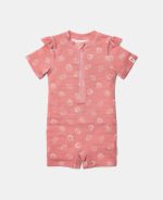 Costum de baie cu mânecă scurtă cu protecție UV 50+ - Ocean Treasures Pink - Little Dutch - imagine 2
