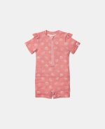 Costum de baie cu mânecă scurtă cu protecție UV 50+ - Ocean Treasures Pink - Little Dutch