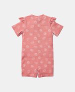 Costum de baie cu mânecă scurtă cu protecție UV 50+ - Ocean Treasures Pink - Little Dutch - imagine 3