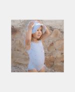 Costum de baie întreg fără mâneci cu protecție UV 50+ - Sunny Flowers Blue - Little Dutch - imagine 9