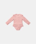 Costum de baie cu mânecă lungă cu protecție UV 50+ - Sunny Flowers Rouge - Little Dutch - imagine 2