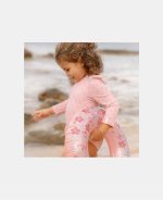 Costum de baie cu mânecă lungă cu protecție UV 50+ - Sunny Flowers Rouge - Little Dutch - imagine 3