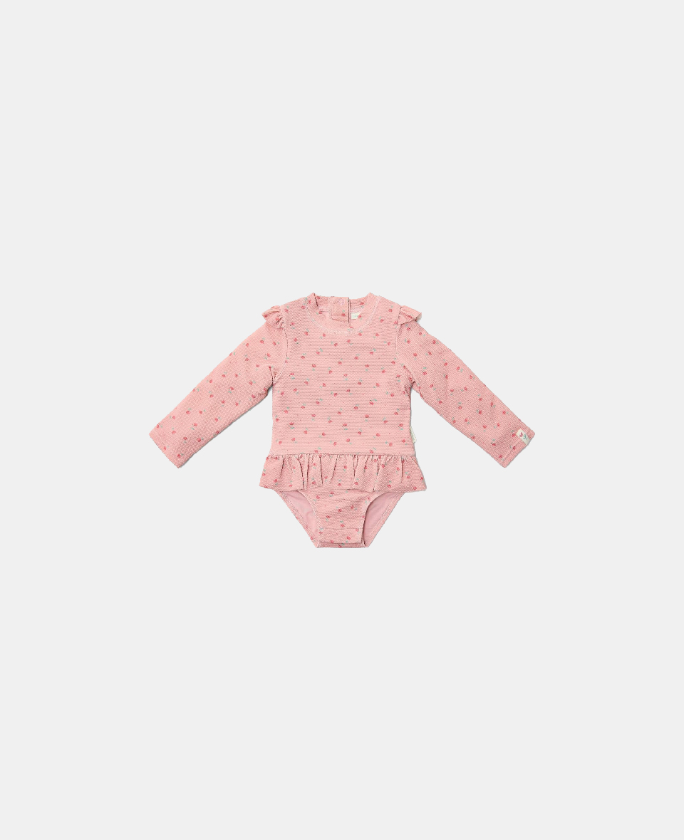 8721122574652.jpg Costum de baie cu mânecă lungă cu protecție UV 50+ - Sunny Flowers Rouge - Little Dutch - imagine 1