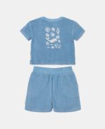 Set cu tricou și pantalon scurt - Ocean Sea Life / Ocean Blue - Little Dutch - imagine 3