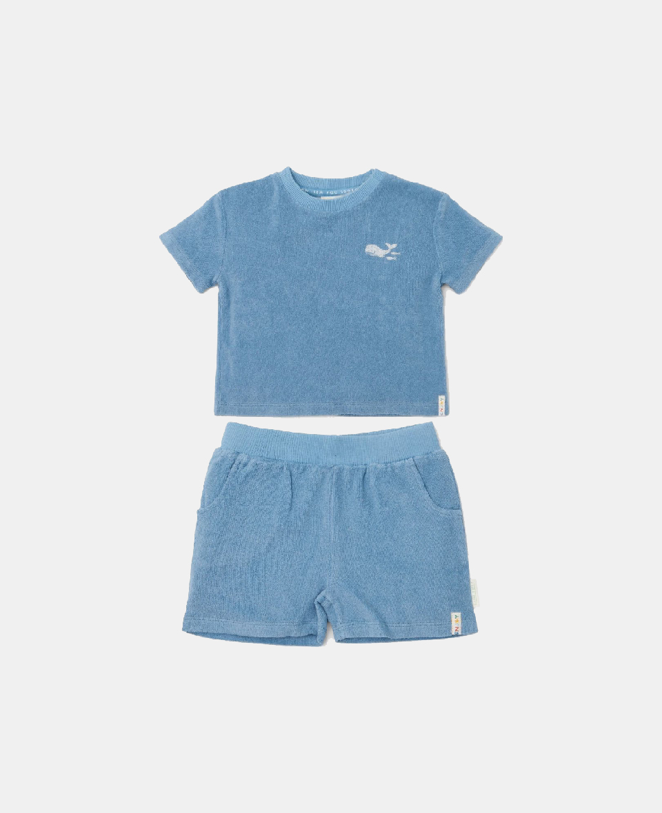 8721122575345.jpg Set cu tricou și pantalon scurt - Ocean Sea Life / Ocean Blue - Little Dutch - imagine 1