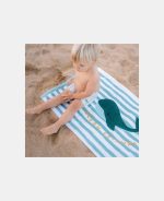 Prosop pentru plajă - Seashells / Stripes Surf Blue - Little Dutch - imagine 6