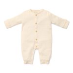 Salopetă din bumbac organic pentru bebeluși - Creme - Newborn Naturals - Little Dutch