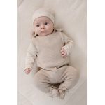 Salopetă din bumbac organic pentru bebeluși - Soft Beige Melee - Newborn Naturals - Little Dutch - imagine 4