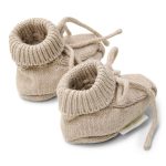 Botoșei din bumbac organic - Soft Beige Melee - Newborn Naturals - Little Dutch - imagine 2