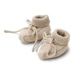 Botoșei din bumbac organic - Soft Beige Melee - Newborn Naturals - Little Dutch