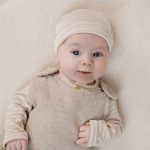 Căciuliță din bumbac organic - Soft Beige Stripe - Newborn Naturals - Little Dutch - imagine 5