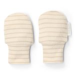 Mănuși din bumbac organic pentru bebeluși - Soft Beige Stripe - Newborn Naturals - Little Dutch