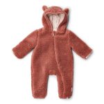 Salopetă căptușită cu glugă din material teddy - Pink Blush - Little Dutch