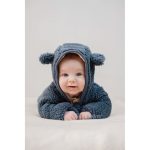 Salopetă căptușită cu glugă din material teddy - Stone Blue - Little Dutch - imagine 6