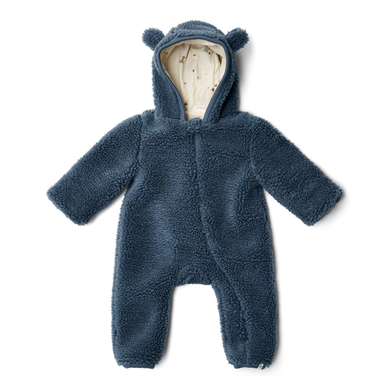 8721122583609.jpg Salopetă căptușită cu glugă din material teddy - Stone Blue - Little Dutch - imagine 1