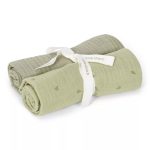 Muselină din bumbac organic - set 2 bucăți - 70x70 cm - Pure Sage - Little Dutch