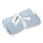Muselină din bumbac organic - set 2 bucăți - 70x70 cm - Pure Denim Blue - Little Dutch