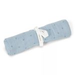 Muselină din bumbac organic - 120x120 cm - Pure Denim Blue - Little Dutch