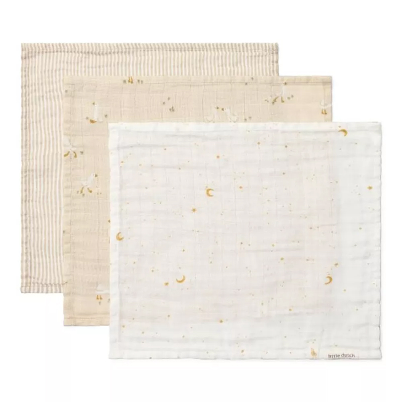8721122584989.jpg Muselină din bumbac organic - set 3 bucăți - 25x25 cm - Little Goose - Little Dutch - imagine 1