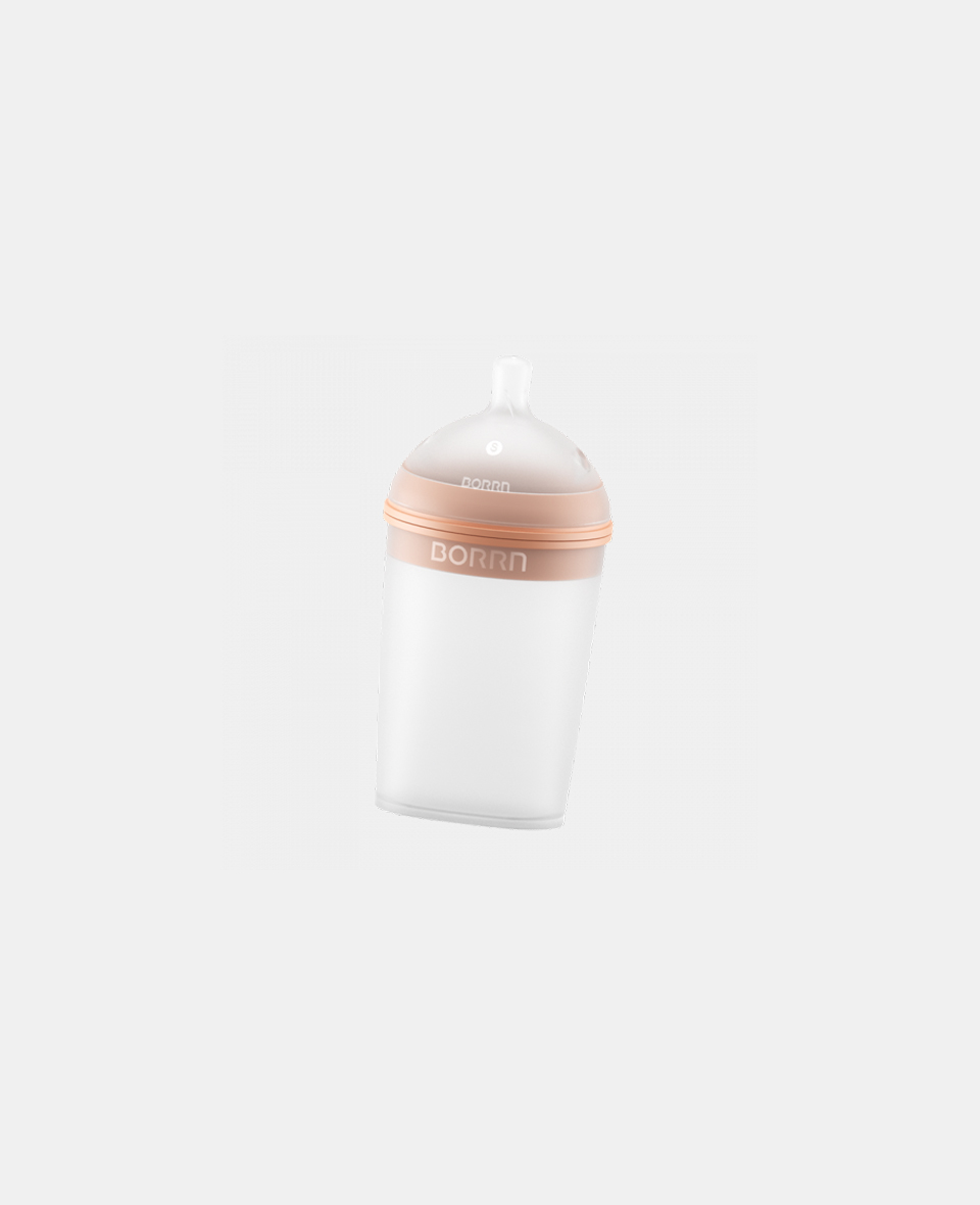 A0107E.jpg Borrn Biberon din silicon 240ml Orange - imagine 1